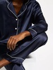 John Lewis Silk Contrast Trim Navy Pyjama Set