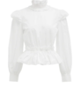 Ganni  Ruffle-collar peplum-hem organic-cotton blouse