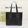 Burberry Embossed Crest Leather Tote In Black