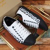 Burberry Logo Print Two-tone Cotton Gabardine Sneakers In White/Black