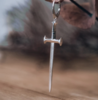 Серебряная моно-серьга меч