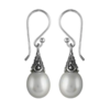 Orton West Decorative Pearl Drop Earrings - Silver