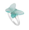 Papillon ring | Lagoon green crystal, silver | Costume jewellery Lalique | Lalique