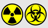 Наклейки со знаками радиационной и биологической опасности