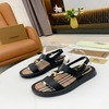 Burberry Monogram Motif Leather Unisex Sandals Blackbeige
