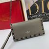 Valentino Garavani Small Rockstud Chain Pouch Cow Leather Khaki