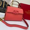 Valentino Garavani Small Vsling Grainy Calfskin Handbag Coral Red