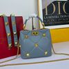 Valentino Garavani Small Sheepskin Roman Stud Handbag Blue