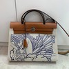 Hermes Herbag Bag Pegasus Canvas Palladium Hardware In Brown