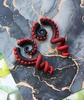 Серьги-обманки щупальца осьминога (чёрно-красные оттенки)