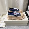 Alexander Mcqueen Tread Slick Lace Up Boots with Stitching Canvas Navy Blue