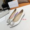 Manolo Blahnik Hangisi Flats Satin With Square Crystal Buckle White