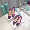 Manolo Blahnik Hangisi Flats Satin With Gunmetal Crystal Buckle Rose