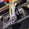 J'Adior Slingback Pumps Women Oblique Embroidery Canvas Black
