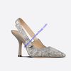 J'Adior Slingback Pumps Women Toile de Jouy Embroidered Cotton Grey