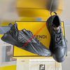 Fendi Flow Sneakers Men Leather and FF Motif Fabric Black