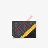 Fendi Bill Clip In FF Motif Fabric Black/Yellow