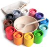 Ulanik Bälle in Tassen Montessori Spielzeug Holz Sorter Spiel 12 Bälle 30mm Alter 1+ Farbe Sortierung und Zählen Vorschule Lernen Bildung