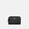 Coach Small Zip Around Card Case in Crossgrain Leather Black