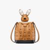 MCM Zoo Rabbit Drawstring Bag In Mix Visetos Brown/White