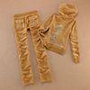 Juicy Couture Studded JC Logo Crown Velour Tracksuits 8605 2pcs Women Suits Brown