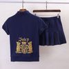 Juicy Couture Juicy Emblem Velour Tracksuits 3220 2pcs Women Suits Navy Blue