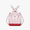 MCM Zoo Rabbit Drawstring Bag In Mix Visetos Light Pink/White