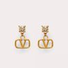 Valentino Mini VLogo Signature Drop Earrings In Metal with Diamonds Gold/White