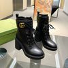 Gucci Double G Mid-Heel Boots Women Leather Black