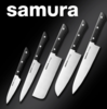 Набор ножей для кухни Samura HARAKIRI / комплект из 5 кухонных ножей (овощной, универсальный, Накири, Сантоку, Шеф) SHR-0250B