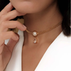 22k Gold Plated Necklace with Natural Pearl and Natural White Topaz