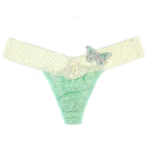 Green Butterfly Lace Thong