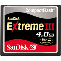 SanDisk 4 GB Extreme III CF Memory Card.