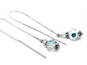 Sterling Silver Aurora Crystal Ear Threader Earrings