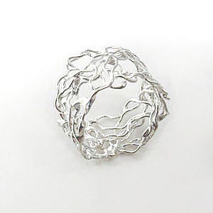 Unique Filigree Wirework Wide Band Sterling Silver Ring