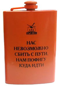 Фляга оранжевая "Нас невозможно сбить с пути, нам пофигу куда идти"