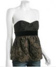 chocolate velvet paisley strapless empire top