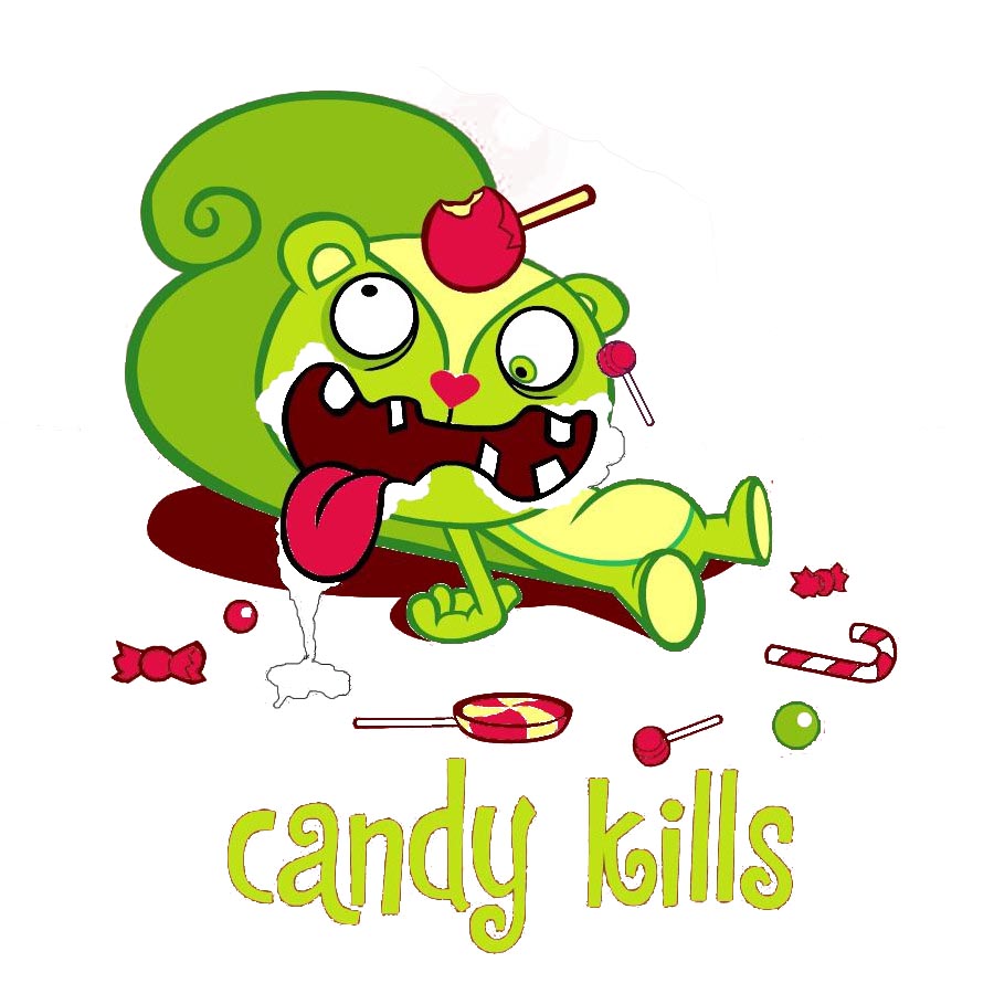 WISHLIST.RU Татуировка Nutty из Happy Tree Friends с надписью Candy kills