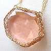 Netted Crystal Pendant...pink and gold...