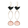 Black Onyx Bird and Pink Mother of Pearl Earrings