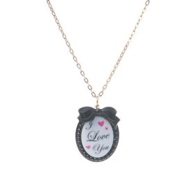 Tarina Tarantino - Love/Hate Lucite Pendant Necklace (Black)