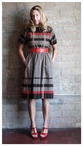 80s vintage plaid secretary style dress