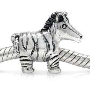 Zebra Sterling Silver Bead fits Pandora