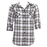 Black Roll Up Check Shirt