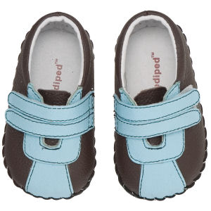 TinySoles pediped Liam Choc Brown/Baby Blue