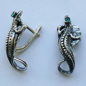 Серьги - Ящерки из серебра