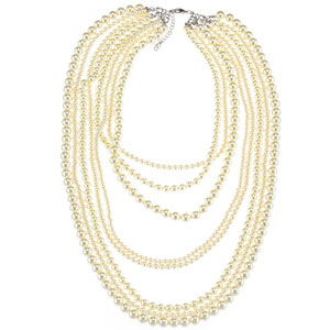 Statement Layered Faux Pearl Necklace