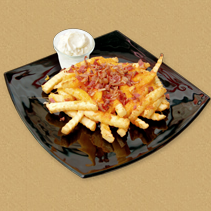 Cheese fries with bacon topping