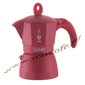 Гейзерная кофеварка Bialetti Dama Deco красная на 3 чашки  180  мл