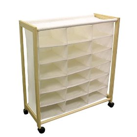 Rolling 18-Pocket Shoe Bin - White